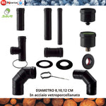 Canna Fumaria Per Stufe a Pellet Kit Tubi Fumisteria Scarico Fumi 8 10 12 Cm V.X