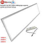 Pannello LED 120x30 48W 3840LM Slim Grigio Driver Incluso UGR 19 SMD Ufficio V.L