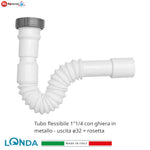 Tubo Flessibile Scarico 1”1/4 Uscita Ø32 con Ghiera Metallo e Rosetta LONDA