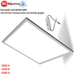 Pannello LED 60x60 48W 4320LM Slim Driver Incluso Bordo Argento Sospensione V.L