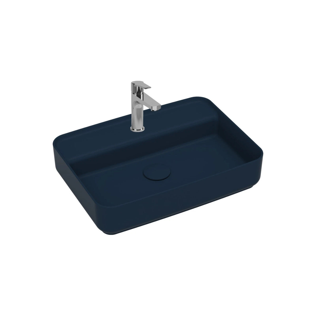 Lavabo d'Appoggio Rettangolare Ceramica NYMO 55x40 cm Foro Rubinetto Bagno D.X