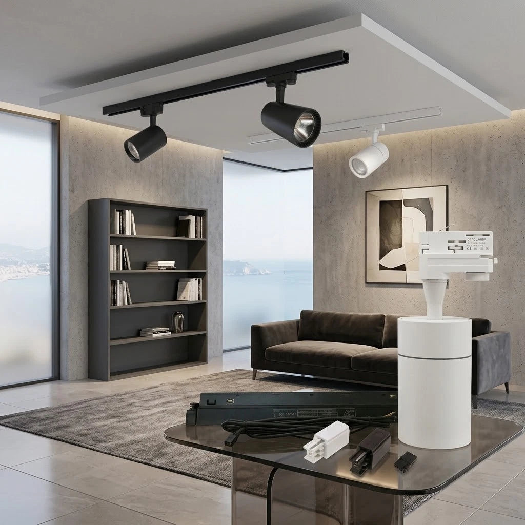 Faretto LED a Binario Monofase 1 1,5 2 Metri Lampada Spot Orientabile Soffitto