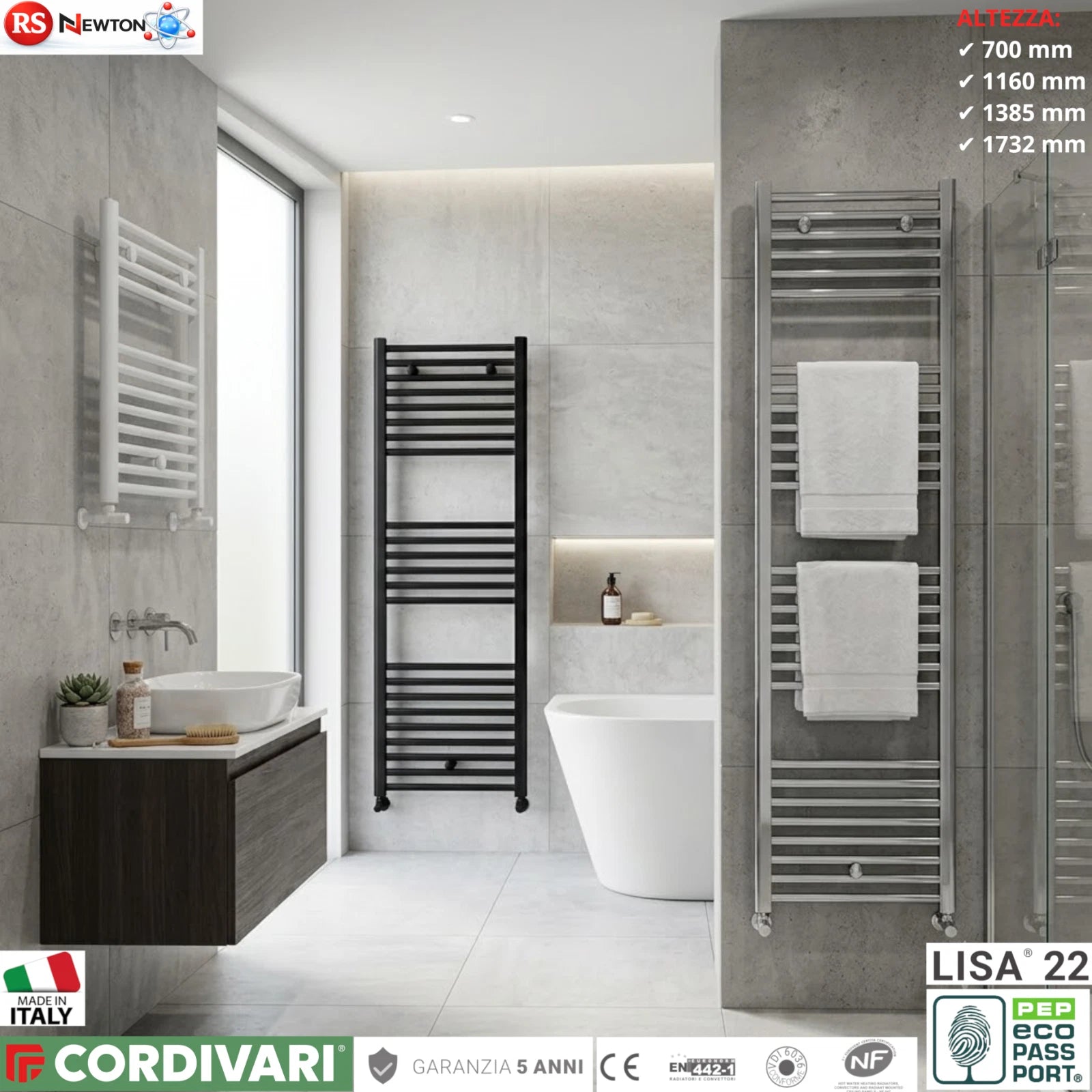 Termoarredo Scaldasalviett<wbr/>e Acciaio Radiatore Bagno Termosifone Tubi Moderno D.X