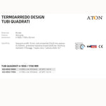 Termoarredo Nero Scaldasalviett<wbr/>e Bagno Tubi Quadrati Termosifone Moderno D.X