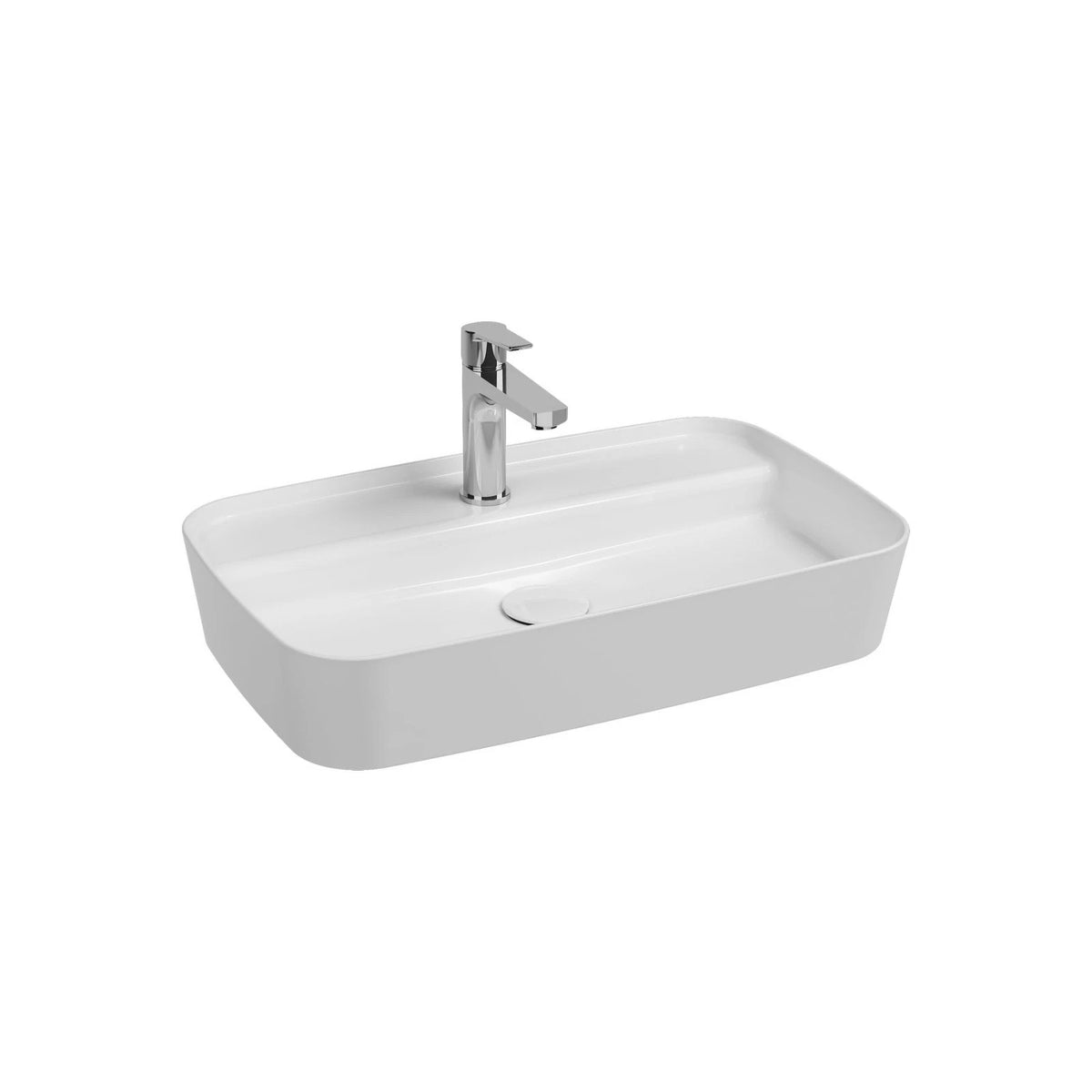 Lavabo d'Appoggio Rettangolare Ceramica NYMO 55x40 cm Foro Rubinetto Bagno D.X