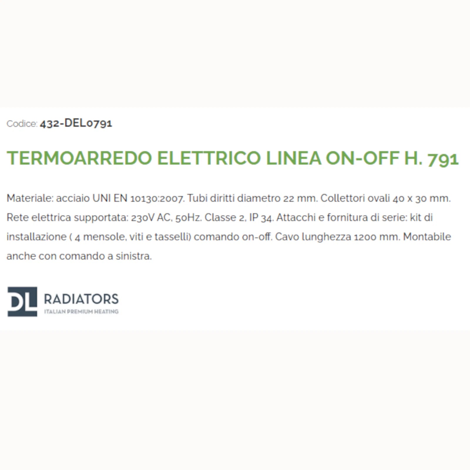Termoarredo Elettrico 300W Scaldasalviett<wbr/>e Bagno Bianco 50cm On Off Acciaio D.X