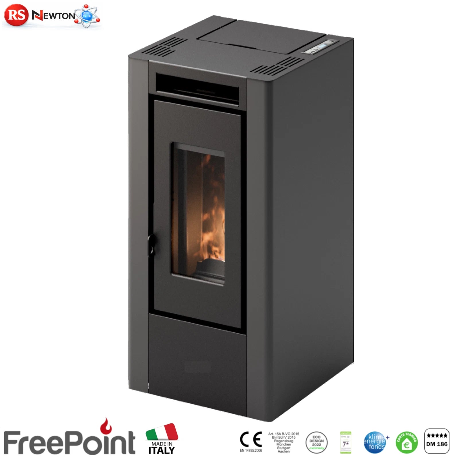 Stufa a Pellet Freepoint Piko 6 5,5 kW Made in Italy Riscaldamento Ventilata V.X