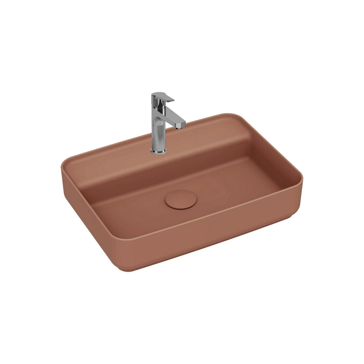 Lavabo d'Appoggio Rettangolare Ceramica NYMO 55x40 cm Foro Rubinetto Bagno D.X