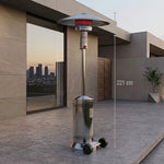 Stufa a Gas GPL a Fungo DOMUS 12kW con Ruote Bianca Nera Inox Esterno Intern V.X