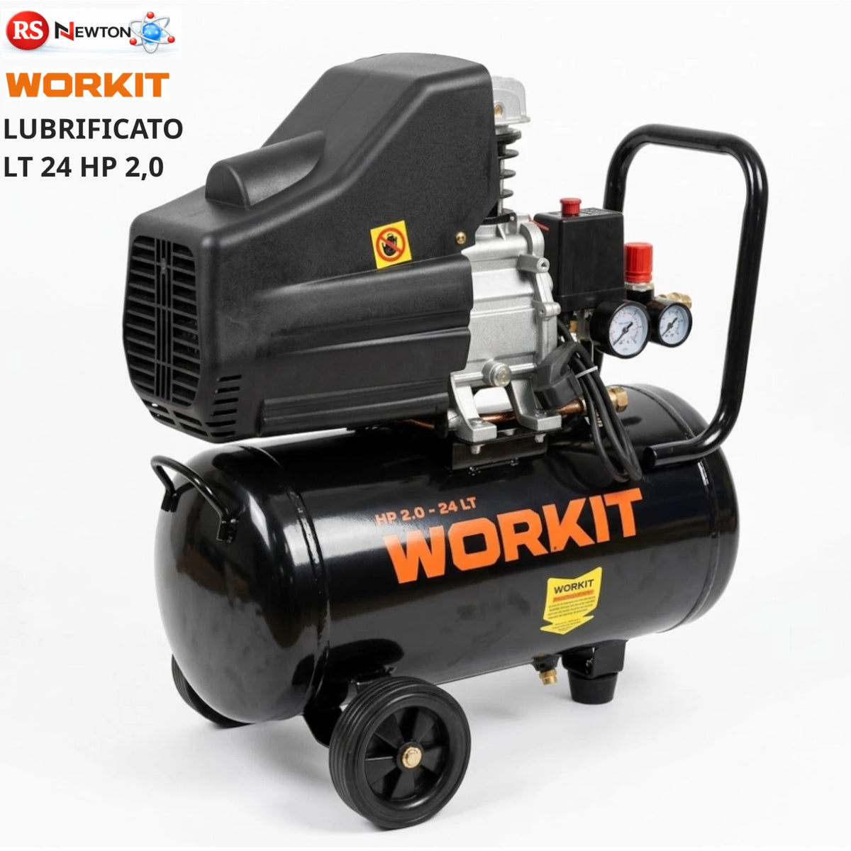 Compressore Aria WORKIT 24L 2HP 2kW 8 Bar 188 L/min 230V Coassiale V.X