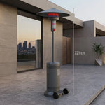 Stufa a Gas GPL a Fungo DOMUS 12kW con Ruote Bianca Nera Inox Esterno Intern V.X