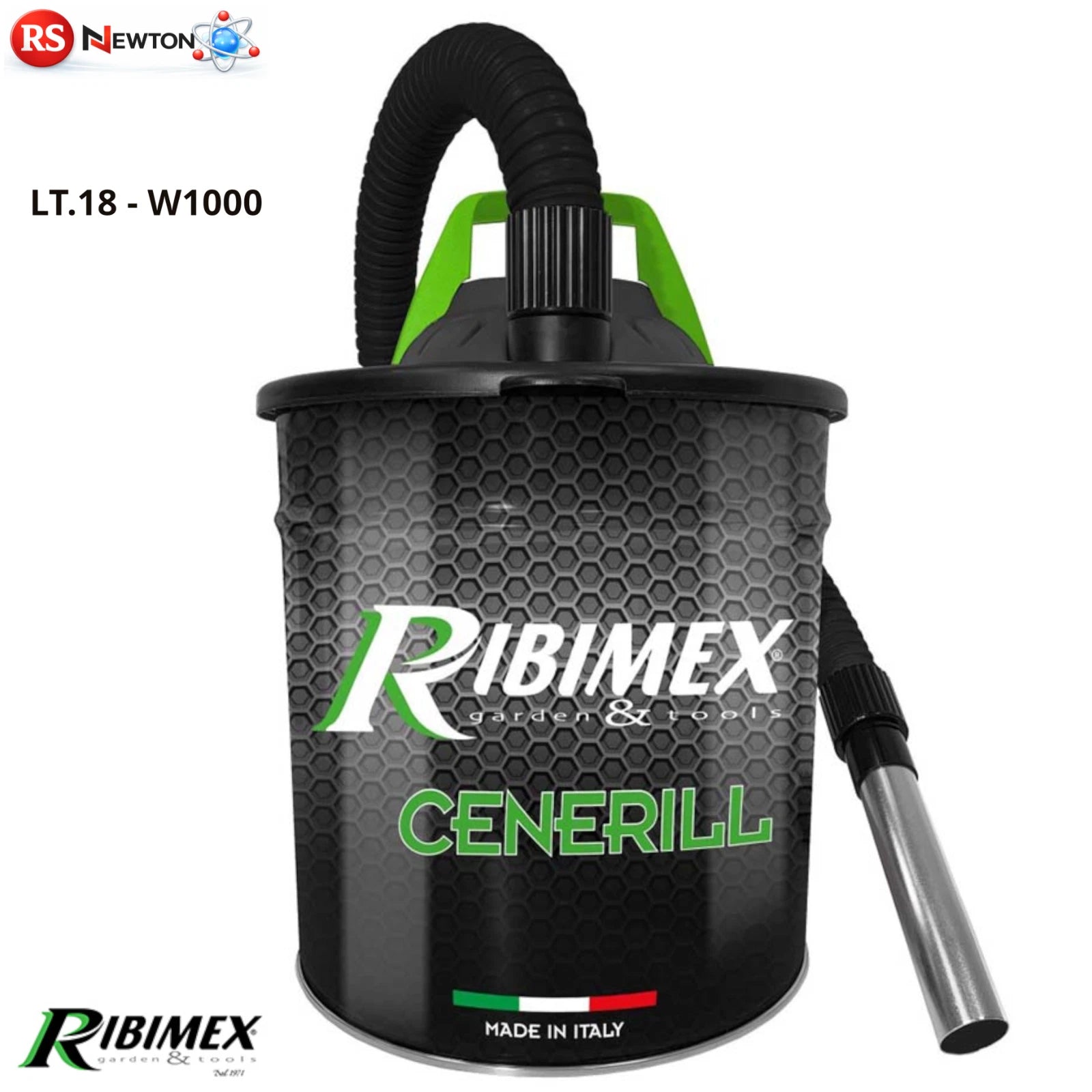 Bidone Aspiracenere Ribimex 18L 1000W Filtro HEPA Stufe Pellet e Legna VBS