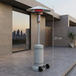 Stufa a Gas GPL a Fungo DOMUS 12kW con Ruote Bianca Nera Inox Esterno Intern V.X