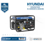 Generatore di Corrente Hyundai 65123 3000W Benzina AVR 230V 4 Tempi Euro 5 V.X