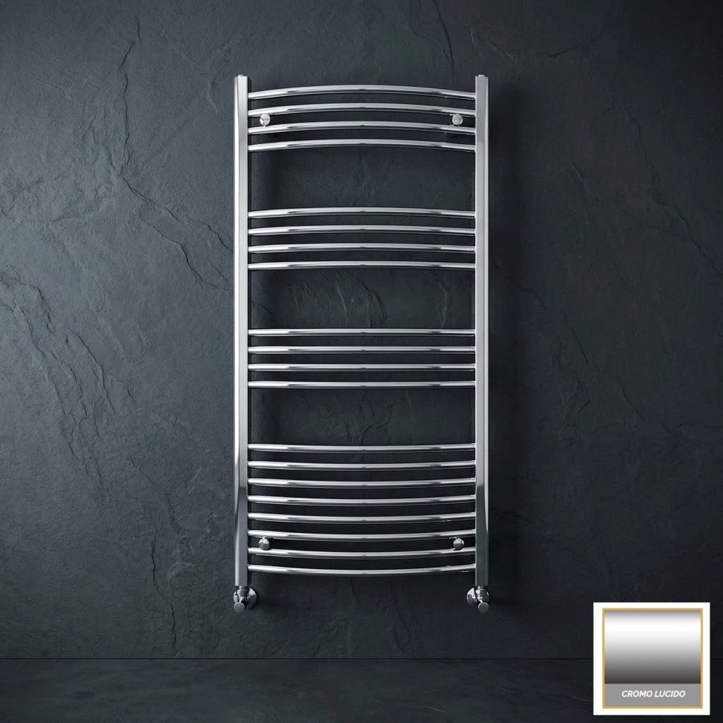 Termoarredo Cromo Curvo ATON Scaldasalviett<wbr/>e Bagno Moderno Acciaio Radiatore D.X