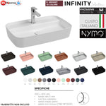 Lavabo d'Appoggio Rettangolare Ceramica NYMO 55x40 cm Foro Rubinetto Bagno D.X