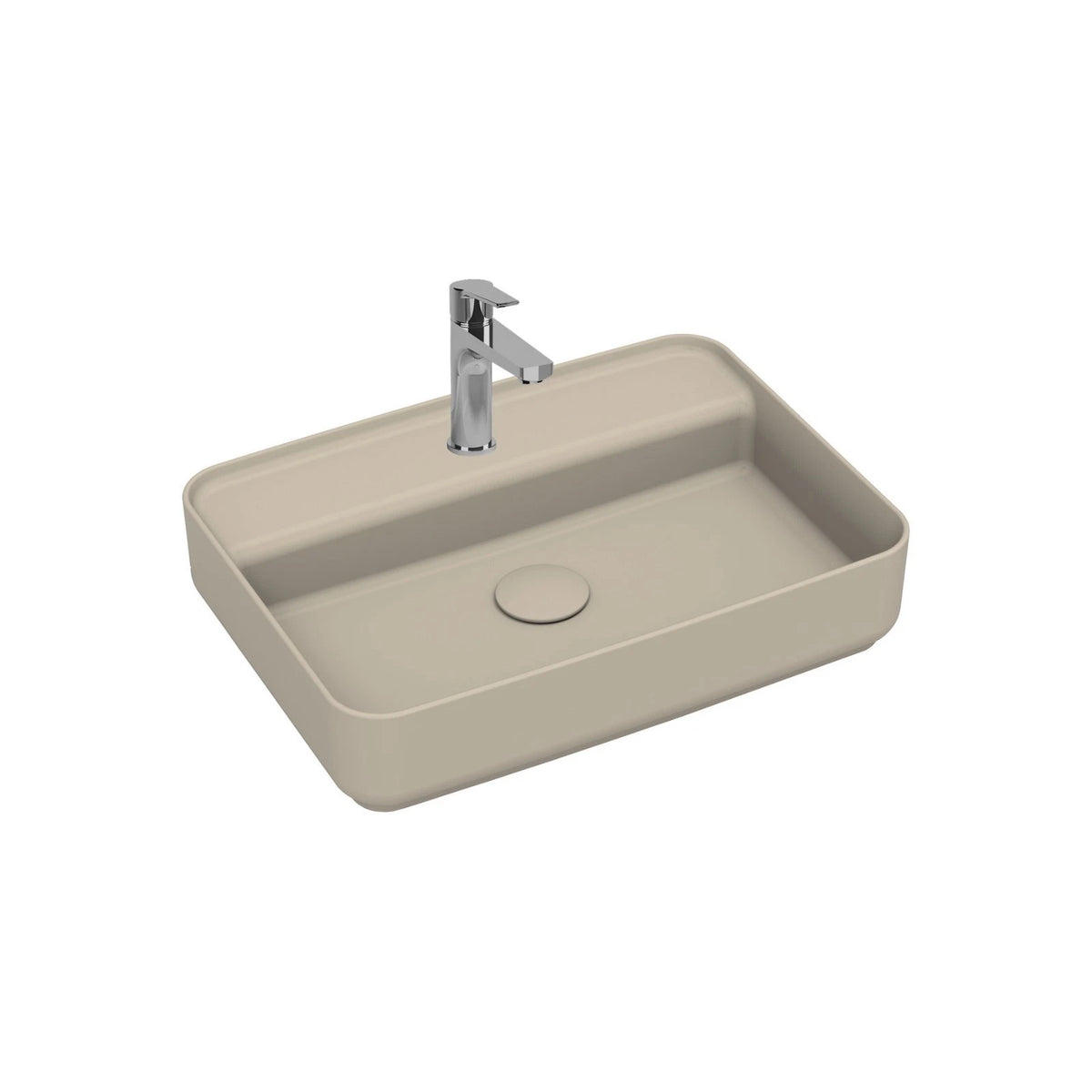 Lavabo d'Appoggio Rettangolare Ceramica NYMO 55x40 cm Foro Rubinetto Bagno D.X