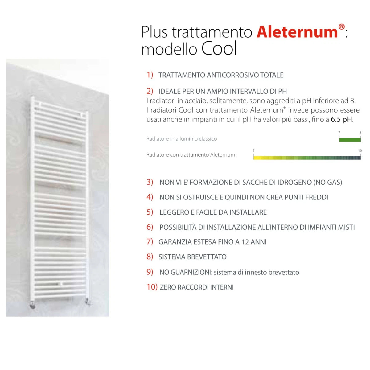 Termosifone FONDITAL Termoarredo Alluminio Bagno 3-6 Elementi 858-1740 mm D.X