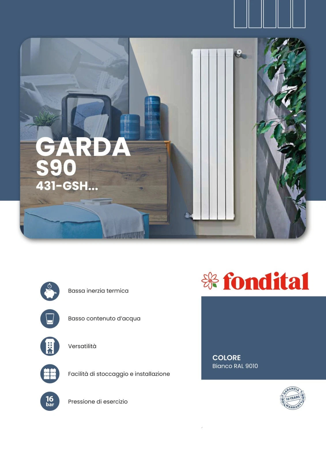 Termosifone FONDITAL Radiatore Alluminio Int. 1800 2000 Nero Grigio Bianco D.X
