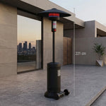 Stufa a Gas GPL a Fungo DOMUS 12kW con Ruote Bianca Nera Inox Esterno Intern V.X