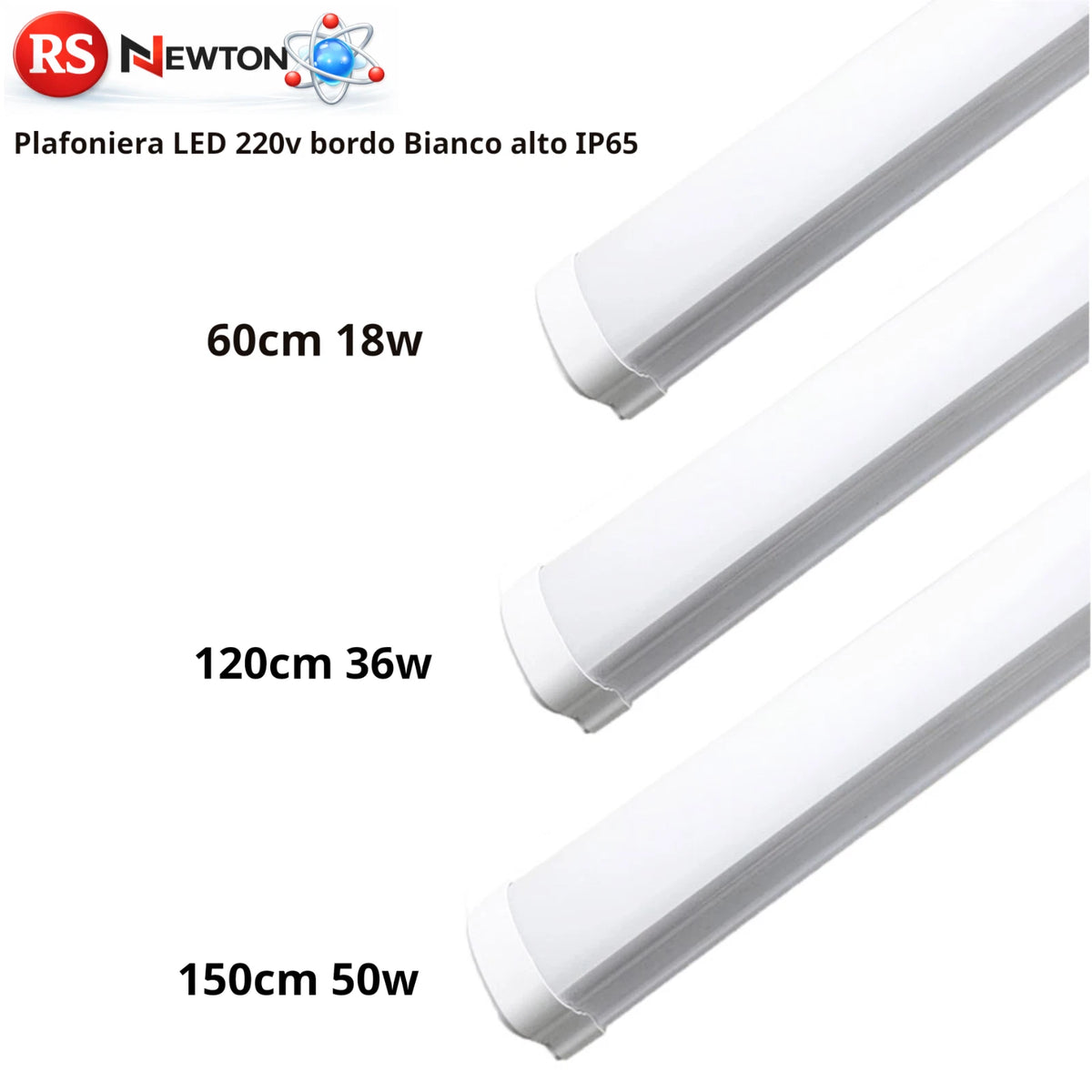 Plafoniera LED IP65 18W 36W 50W 60 120 150cm A+ Bianca Parete Soffitto 6500K V.L