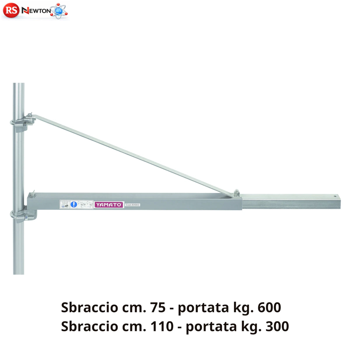 Palo Supporto Bandiera Elevatore Braccio Acciaio Alta Resistenza 300-600KG VBS