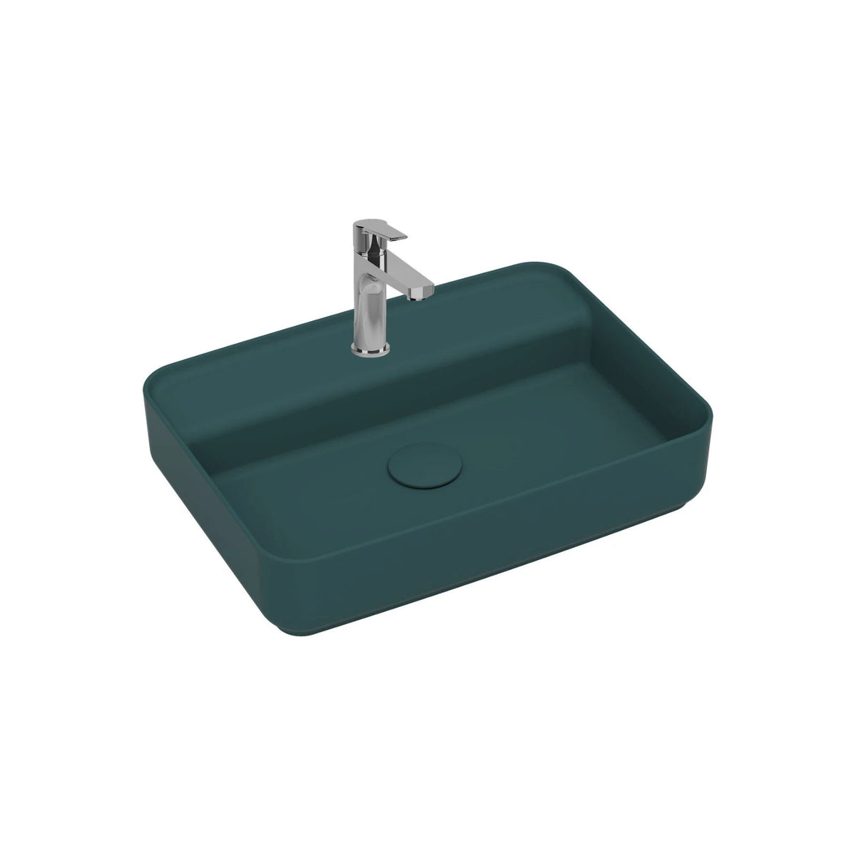 Lavabo d'Appoggio Rettangolare Ceramica NYMO 55x40 cm Foro Rubinetto Bagno D.X