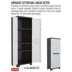 Armadio Armadietto Tuttopiani 2 Ante 3 Ripiani Plastica Grigio 68x39x173cm V.X