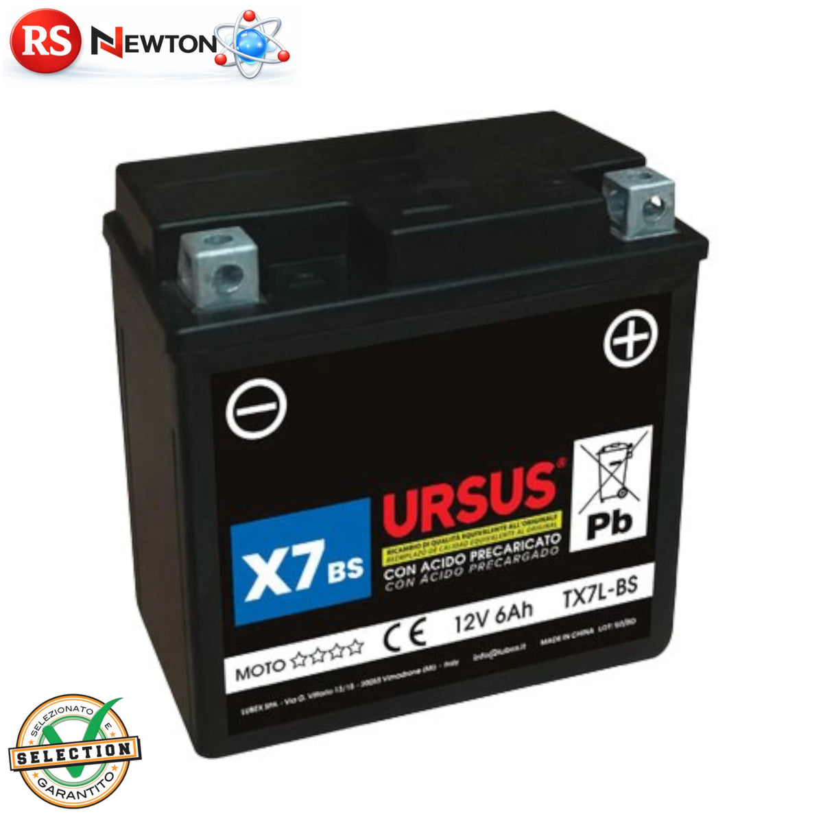 Batteria Moto AGM TX7L URSUS 6Ah 100A 114x71x131 Certificato TUV Pronto Uso V.X