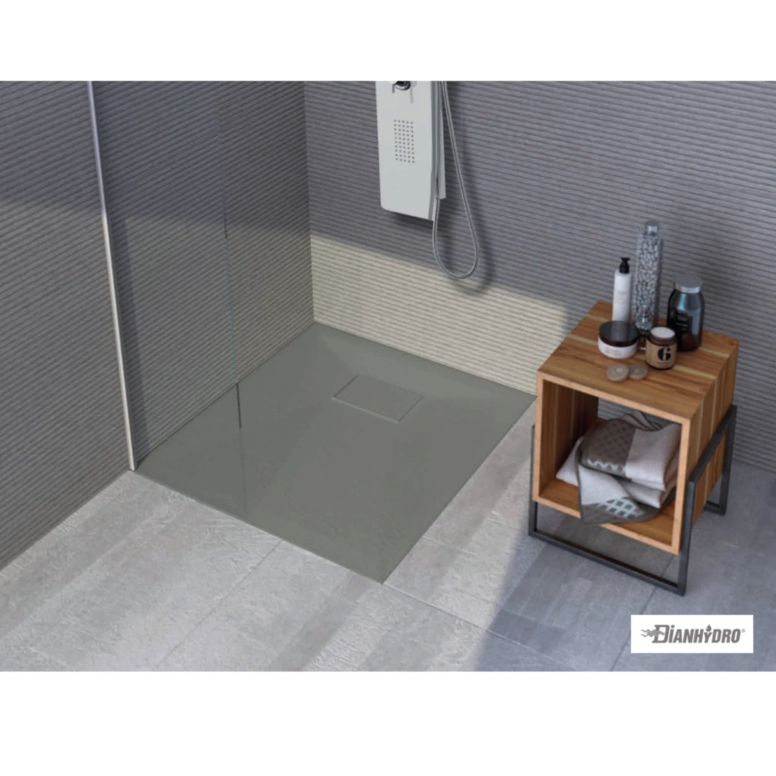Piatto Doccia Quadrato 80x80 in SMC Antibatterico Effetto Pietra Slim Quadro D.X