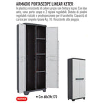 Armadio Portascope 2 Ante 3 Ripiani Plastica Grigio Finitura Legno 68x39x173 V.X