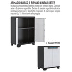 Armadio Basso KETER 2 Ante 1 Ripiano Plastica Grigio 68x39x90cm Per Esterno V.X