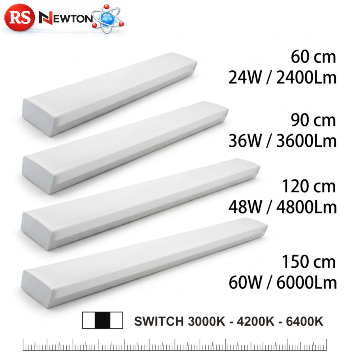 Plafoniera LED 24W 36W 48W 60W 60 90 120 150cm 220V Reglette Soffitto Parete V.L