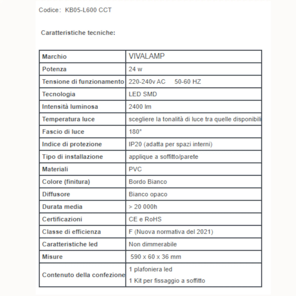 Plafoniera LED 24W 36W 48W 60W 60 90 120 150cm 220V Reglette Soffitto Parete V.L