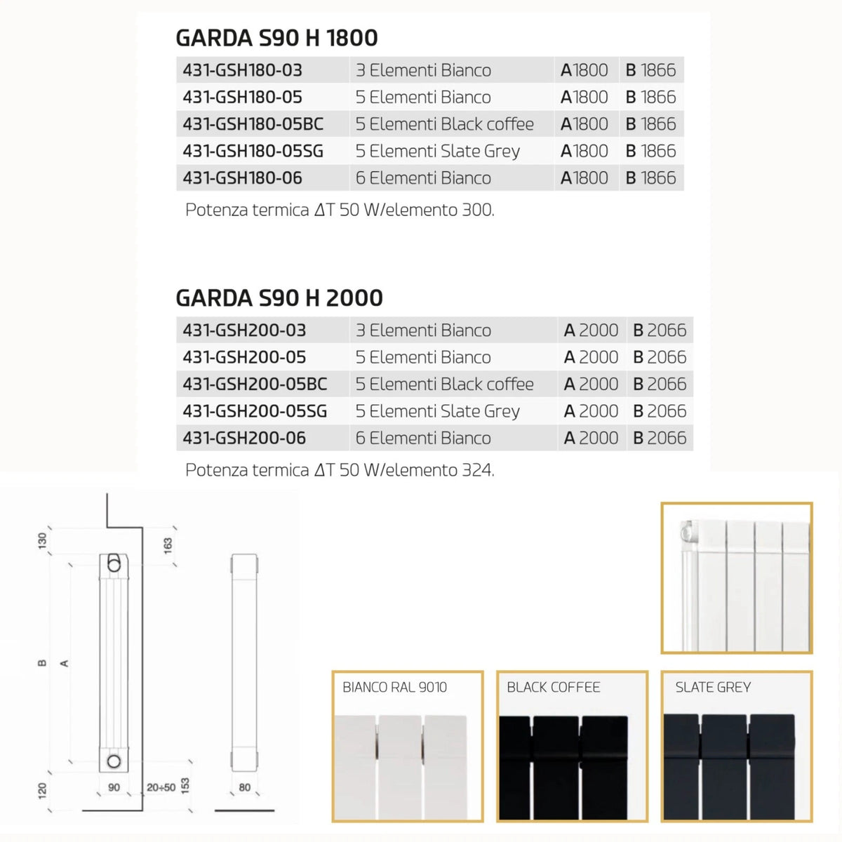 Termosifone FONDITAL Radiatore Alluminio Int. 1800 2000 Nero Grigio Bianco D.X