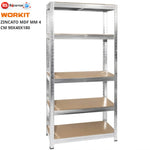 Scaffale Workit Zincato 5 Ripiani MDF 90x40x180 cm Portata 175 kg Scaffali V.X
