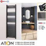 Termoarredo Nero Scaldasalviett<wbr/>e Bagno Tubi Quadrati Termosifone Moderno D.X
