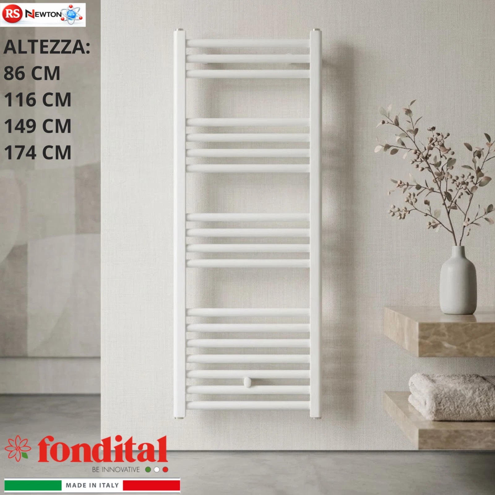 Termosifone FONDITAL Termoarredo Alluminio Bagno 3-6 Elementi 858-1740 mm D.X