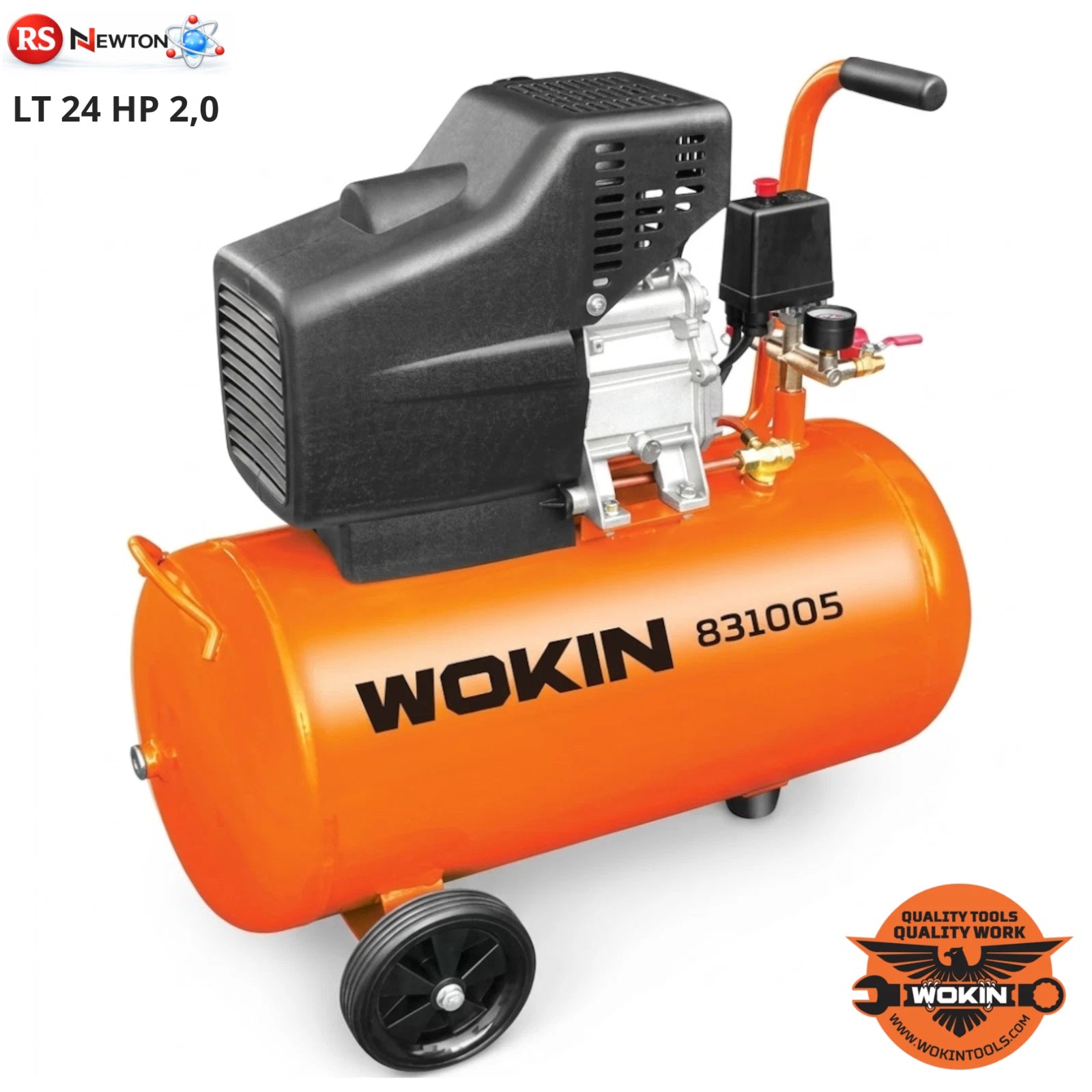 Compressore Aria Coassiale WOKIN 831002 24L 2HP 1,5kW 8 Bar Lubrificato V.X