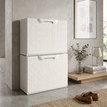 Scarpiera Modulare Rattan Slim Salvaspazio Bianca Tortora Componibile H40 cm V.X
