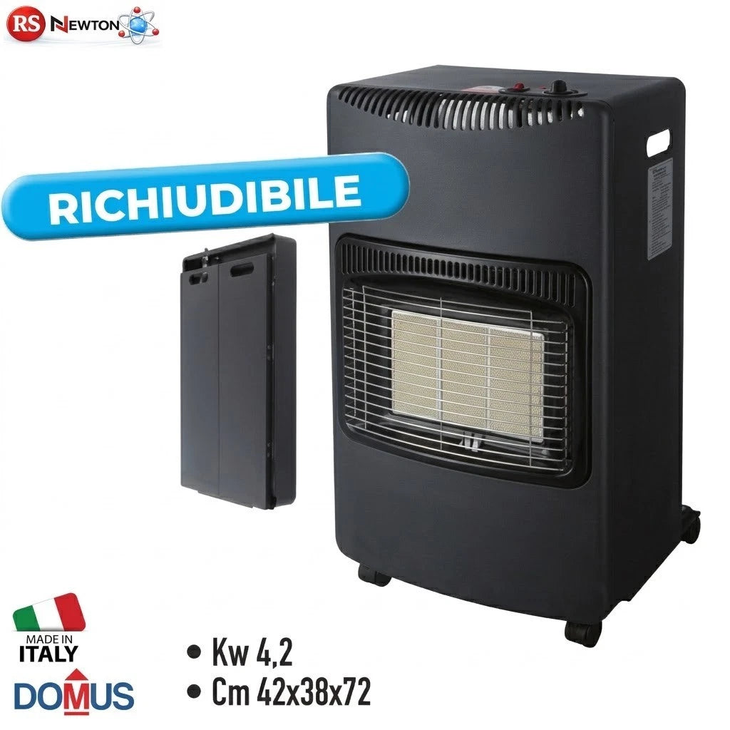 Stufa GPL Infrarossi Kira Kompact 4200W Nera con Ruote ODS Richiudibile V.X