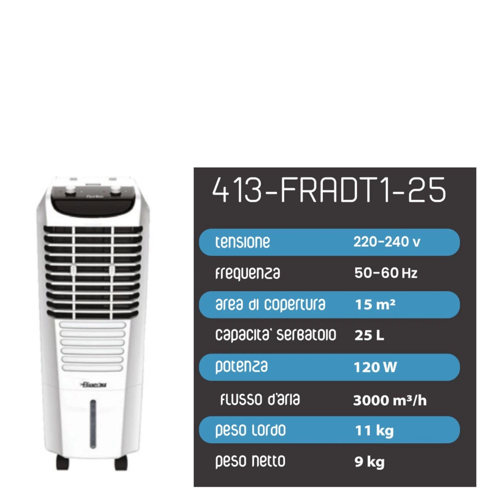 Raffrescatore Evaporativo Giaccio Digitale 25L 40L Ventilatore Telecomando D.X