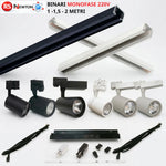 Faretto LED a Binario Monofase 1 1,5 2 Metri Lampada Spot Orientabile Soffitto