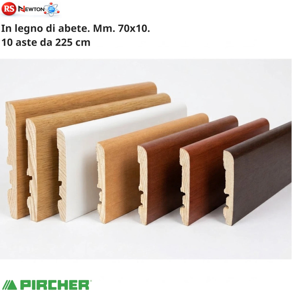 Battiscopa Liscio in Legno Abete 70x10mm Aste 225cm 22,5M Zoccolino Pircher V.X