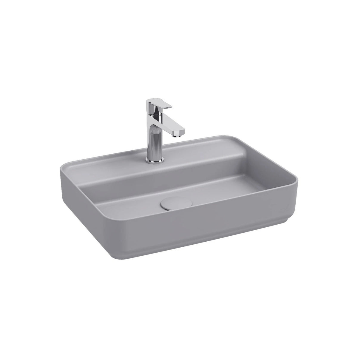 Lavabo d'Appoggio Rettangolare Ceramica NYMO 55x40 cm Foro Rubinetto Bagno D.X