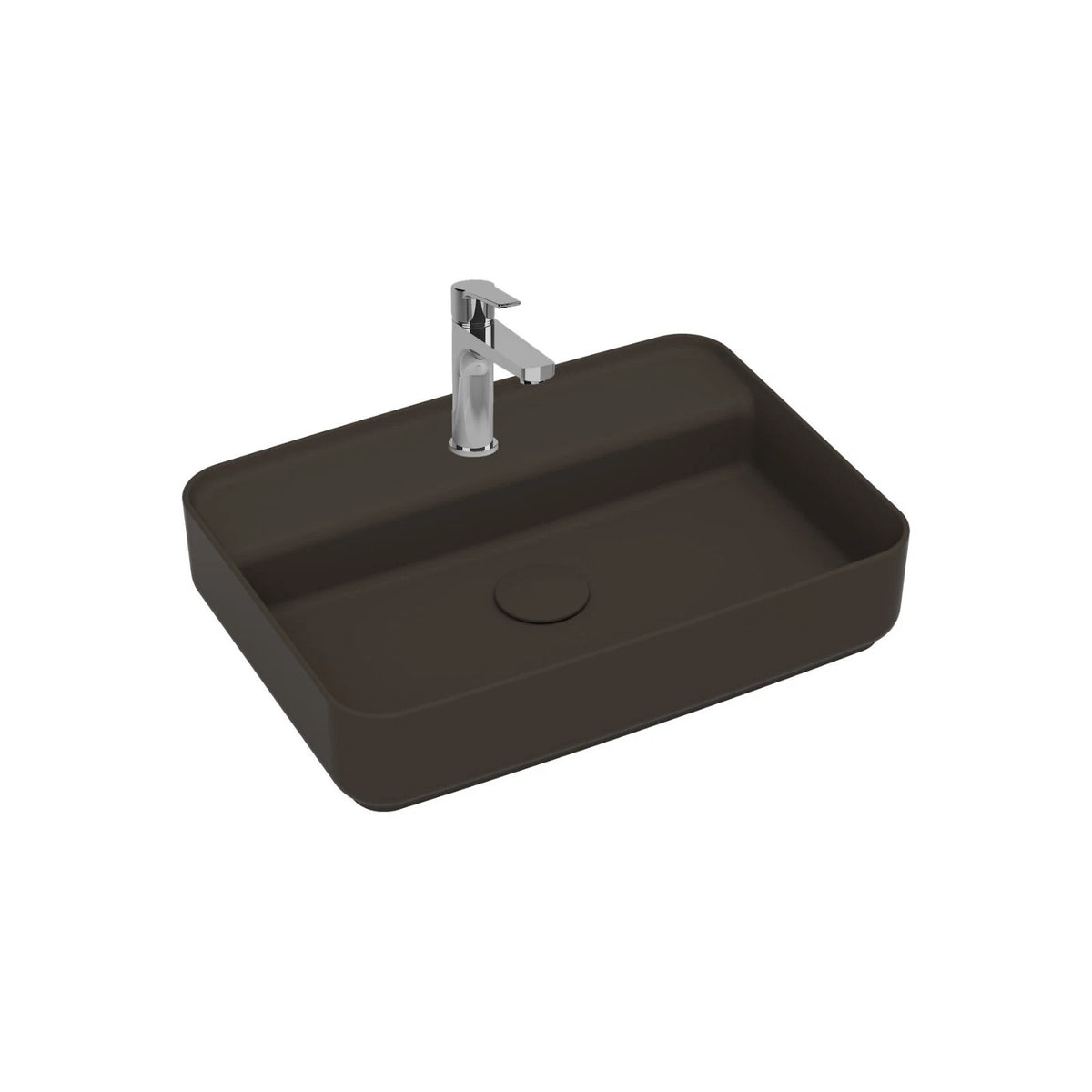 Lavabo d'Appoggio Rettangolare Ceramica NYMO 55x40 cm Foro Rubinetto Bagno D.X