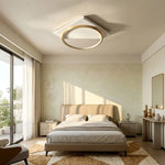 Plafoniera LED 60W Moderna Bianco Oro Lampadario Soffitto Telecomando 3 Luci V.L