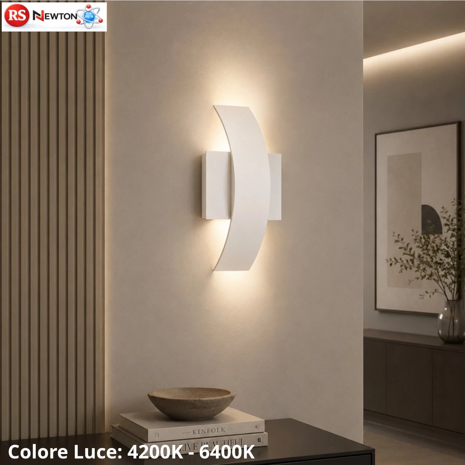 Applique LED Parete 8W IP44 Moderna Bianco Lampada Muro Minimal Doppia Luce V.L