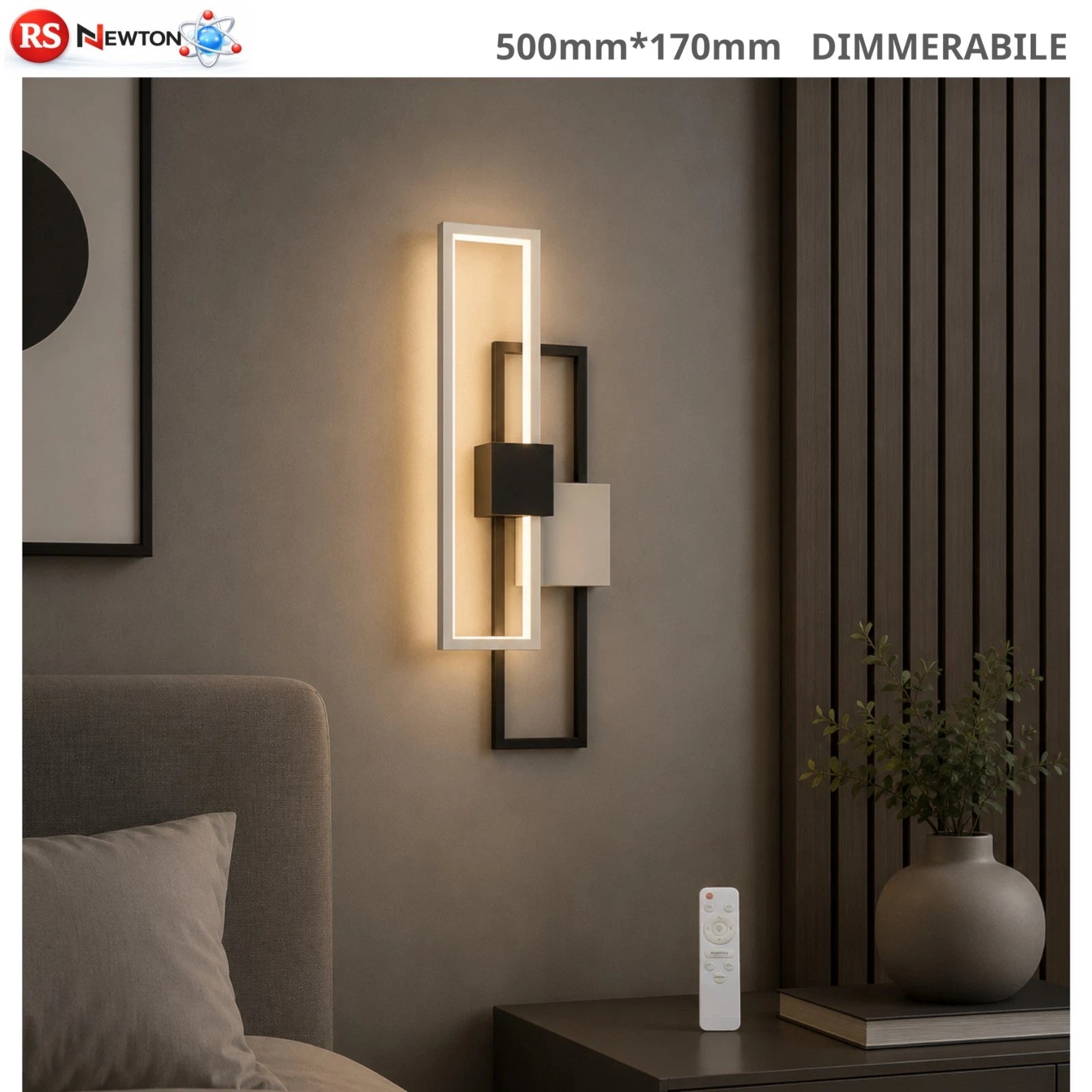Applique LED Telecomando Dimmerabile 46W CCT Moderno Lampada Parete Camera V.L
