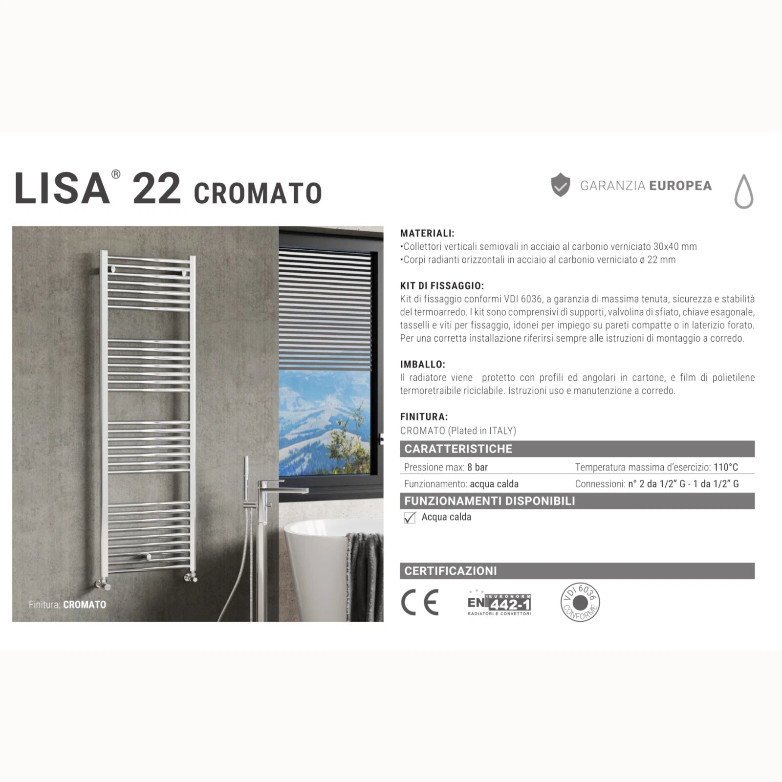 Termoarredo Scaldasalviett<wbr/>e Acciaio Radiatore Bagno Termosifone Tubi Moderno D.X